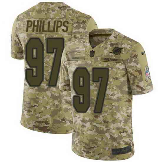 Nike Dolphins #97 Jordan Phillips Camo Mens Stitched NFL Limited 2018 Salute To Service Jersey